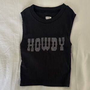 Black Sleeveless 'Howdy' Tank